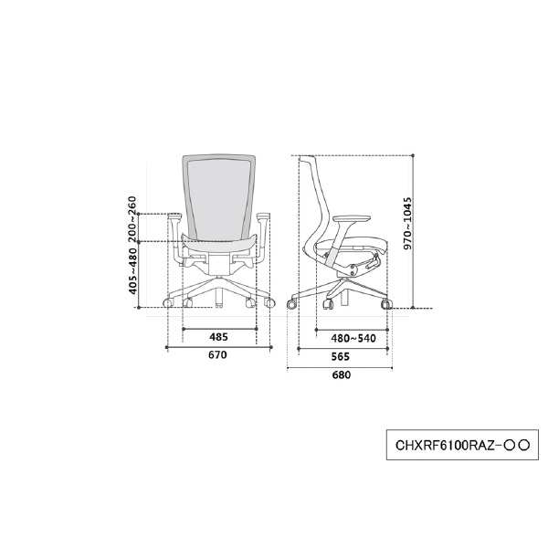 アール・エフ・ヤマカワ（株） T50airチェア CHXRF6100RA Ｔ５０ａｉｒ　チェア CHXRF6100RAZ2D1B