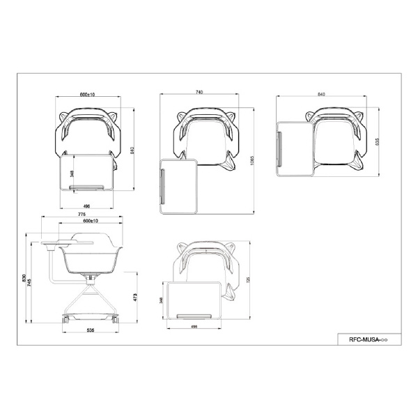 アール・エフ・ヤマカワ（株） MUSAチェア ホワイト RFC-MUSA ＭＵＳＡチェア　ホワイト RFC-MUSA-WH
