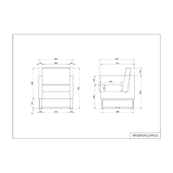 アール・エフ・ヤマカワ（株） スクエアソファII ファブリック RFSSF2 スクエアソファⅡ　ファブリック　１人掛け RFSSF2-F1PGN