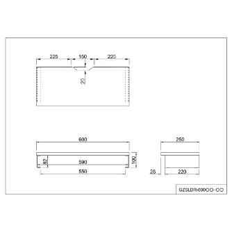 アール・エフ・ヤマカワ（株） スチール脚机上台 GZSLDR スチール脚机上台Ｗ６００ GZSLDR-600WH-WL