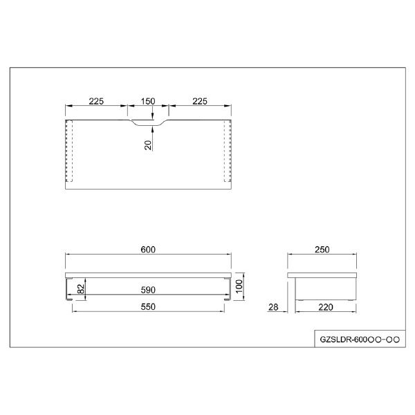 アール・エフ・ヤマカワ（株） スチール脚机上台 GZSLDR スチール脚机上台Ｗ６００ GZSLDR-600WH-WL