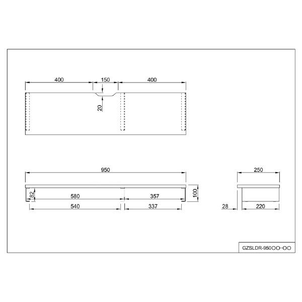 アール・エフ・ヤマカワ（株） スチール脚机上台 GZSLDR スチール脚机上台Ｗ９５０ GZSLDR-950WH-BL