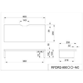 アール・エフ・ヤマカワ（株） 机上PCラックII RFDR2 机上ＰＣラックⅡ　Ｗ６００×Ｈ１２０ RFDR2-600WH-NC