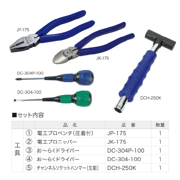 ジェフコム（株） 新人工具5点セット SJK-5SET 新人工具５点セット SJK-5SET-B2