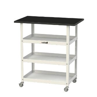 山金工業（株） 天板付きラボワゴンH825 棚板3枚仕様 LKTCM ＬＡＢシリーズ天板付ラボワゴン　Ｈ８２５ LKTCM-7545T3BKW