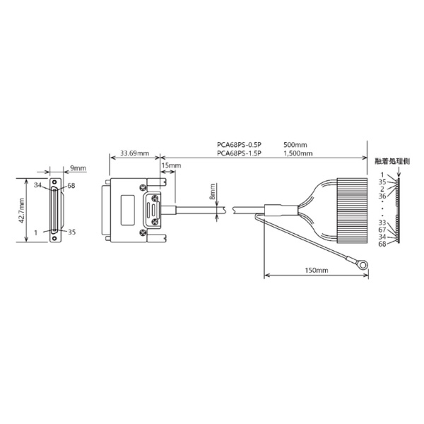 （株）コンテック 片端68ピンコネクタ付シ-ルドケーブル PCA68PS 片端６８ピンコネクタ付シ－ルドケーブル PCA68PS-0.5P