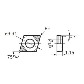 住友電気工業（株） スミボロン スローアウェイチップ 2NU-ECXA-LF スミボロン　スローアウェイチップ 2NU-ECXA030X02LF BN7125
