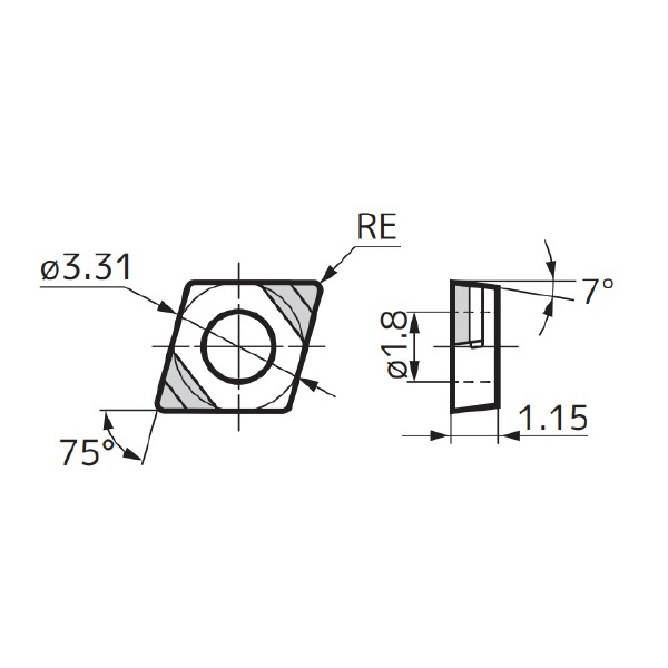 住友電気工業（株） スミボロン スローアウェイチップ 2NU-ECXA-LF スミボロン　スローアウェイチップ 2NU-ECXA030X02LF BN7125