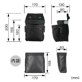 （株）ＴＪＭデザイン セフツイン腰袋 ナイロンコーデュラ2段 SFKBNC セフツイン腰袋　ナイロンコーデュラ２段小 SFKBNC-2S2H