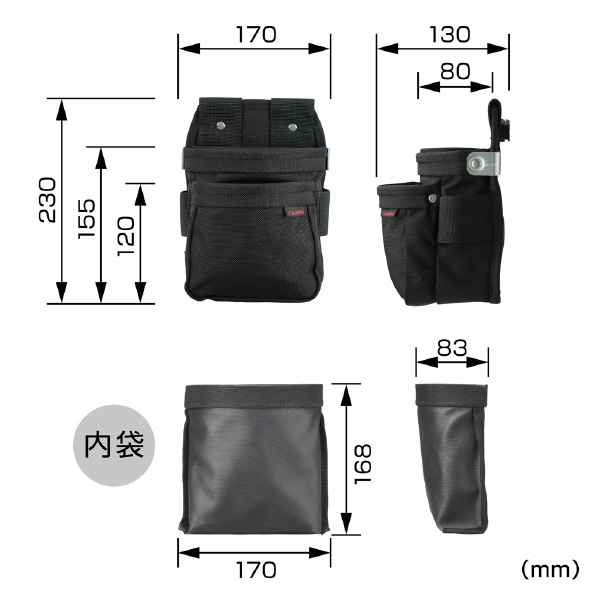 （株）ＴＪＭデザイン セフツイン腰袋 ナイロンコーデュラ2段 SFKBNC セフツイン腰袋　ナイロンコーデュラ２段小 SFKBNC-2S2H