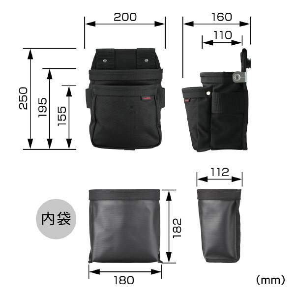 （株）ＴＪＭデザイン セフツイン腰袋 ナイロンコーデュラ2段 SFKBNC セフツイン腰袋　ナイロンコーデュラ２段中 SFKBNC-2M2H