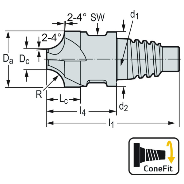ワルタージャパン（株） 超硬 R 面取りエンドミル MC503 超硬　Ｒ　面取りエンドミル MC503-10.0E4P200-WJ30TP