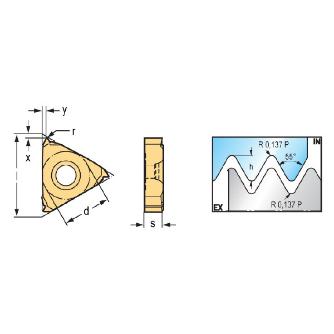ワルタージャパン（株） めねじ旋削チップ TS16-IR めねじ旋削チップ TS16-IR14W WMP32G