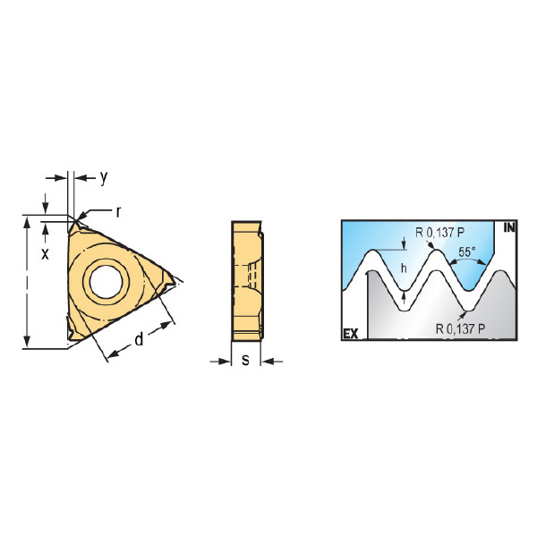 ワルタージャパン（株） めねじ旋削チップ TS16-IR めねじ旋削チップ TS16-IR14W WMP32G