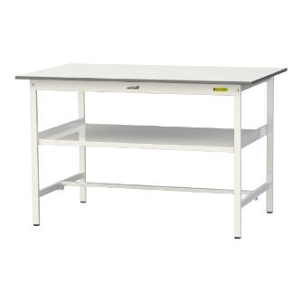 山金工業（株） ワークテーブル150シリーズ　固定式　中間棚板付　SUPH ワークテーブル１５０シリーズ　固定式 SUPH-1590F-WW