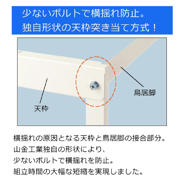 山金工業（株） ワークテーブル150シリーズ　固定式　中間棚板+半面棚板付　SUPH ワークテーブル１５０シリーズ　固定式 SUPH-1590TF-WW