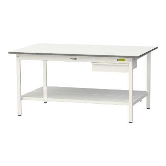 山金工業（株） ワークテーブル150シリーズ　固定式　キャビネット+全面棚板付　SUP ワークテーブル１５０シリーズ　固定式 SUP-1590UTT-WW