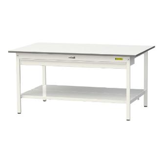 山金工業（株） ワークテーブル150シリーズ　固定式　ワイド引出し+全面棚板付　SUP ワークテーブル１５０シリーズ　固定式 SUP-1590WTT-WW