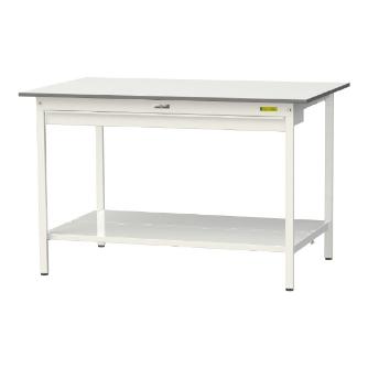 山金工業（株） ワークテーブル150シリーズ　固定式　ワイド引出し+全面棚板付　SUPH ワークテーブル１５０シリーズ　固定式 SUPH-1590WTT-WW
