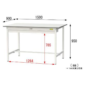 山金工業（株） ワークテーブル150シリーズ　固定式　ワイド引出し付　SUPH ワークテーブル１５０シリーズ　固定式 SUPH-1590W-WW