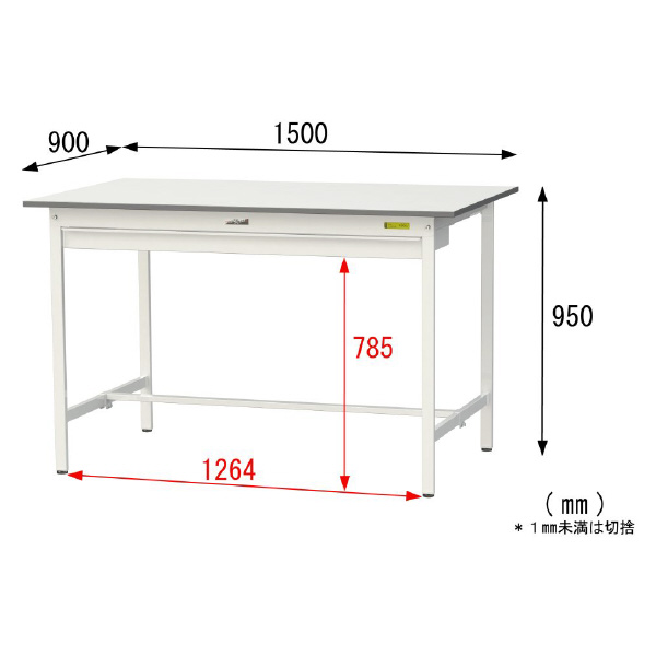 山金工業（株） ワークテーブル150シリーズ　固定式　ワイド引出し付　SUPH ワークテーブル１５０シリーズ　固定式 SUPH-1590W-WW