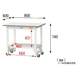 山金工業（株） ワークテーブル150シリーズ　ワンタッチ移動タイプ　全面棚板付　SUPU ワークテーブル１５０シリーズ　移動式 SUPU-960TT-WW