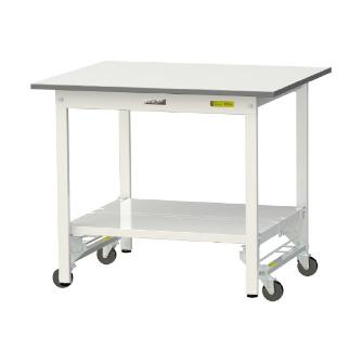 山金工業（株） ワークテーブル150シリーズ　ワンタッチ移動タイプ　全面棚板付　SUPU ワークテーブル１５０シリーズ　移動式 SUPU-975TT-WW