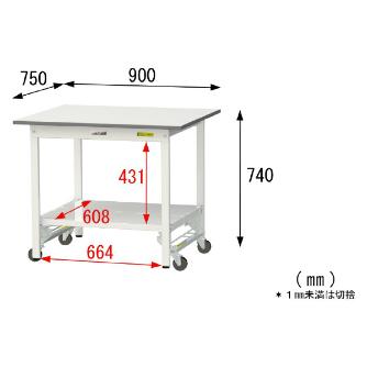 山金工業（株） ワークテーブル150シリーズ　ワンタッチ移動タイプ　全面棚板付　SUPU ワークテーブル１５０シリーズ　移動式 SUPU-975TT-WW