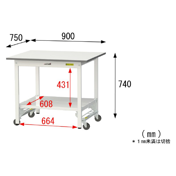 山金工業（株） ワークテーブル150シリーズ　ワンタッチ移動タイプ　全面棚板付　SUPU ワークテーブル１５０シリーズ　移動式 SUPU-975TT-WW