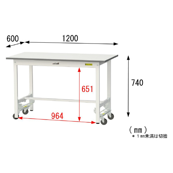 山金工業（株） ワークテーブル150シリーズ　ワンタッチ移動タイプ　SUPU ワークテーブル１５０シリーズ　移動式 SUPU-1260-WW