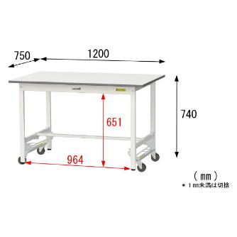 山金工業（株） ワークテーブル150シリーズ　ワンタッチ移動タイプ　SUPU ワークテーブル１５０シリーズ　移動式 SUPU-1275-WW