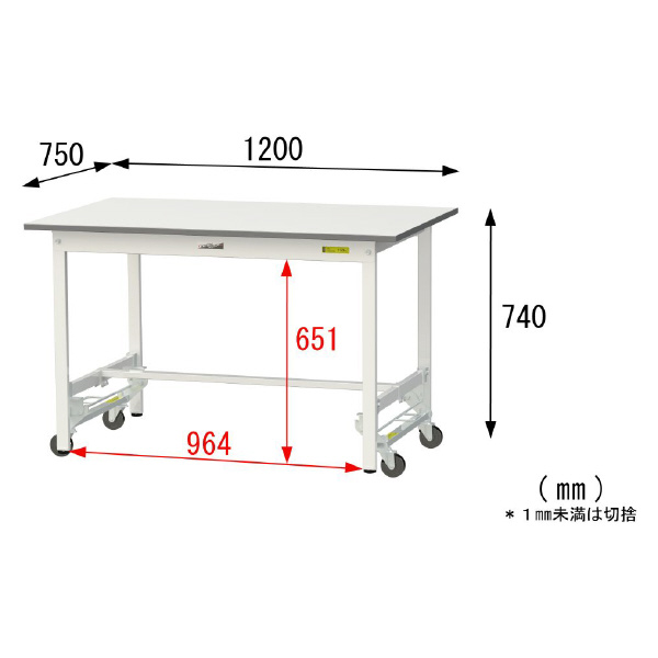 山金工業（株） ワークテーブル150シリーズ　ワンタッチ移動タイプ　SUPU ワークテーブル１５０シリーズ　移動式 SUPU-1275-WW