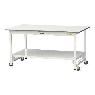山金工業（株） ワークテーブル150シリーズ　ワンタッチ移動タイプ　全面棚板付　SUPU ワークテーブル１５０シリーズ　移動式 SUPU-1590TT-WW