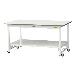 山金工業（株） ワークテーブル150シリーズ　ワンタッチ移動タイプ　全面棚板付　SUPU ワークテーブル１５０シリーズ　移動式 SUPU-1590TT-WW
