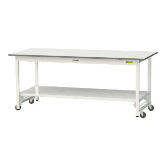 山金工業（株） ワークテーブル150シリーズ　ワンタッチ移動タイプ　全面棚板付　SUPU ワークテーブル１５０シリーズ　移動式 SUPU-1875TT-WW
