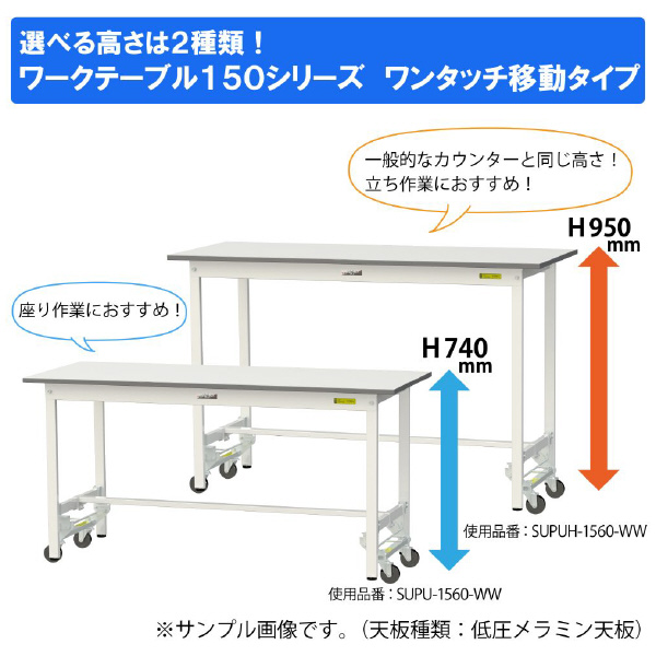 山金工業（株） ワークテーブル150シリーズ　ワンタッチ移動タイプ　SUPUH ワークテーブル１５０シリーズ　移動式 SUPUH-660-WW