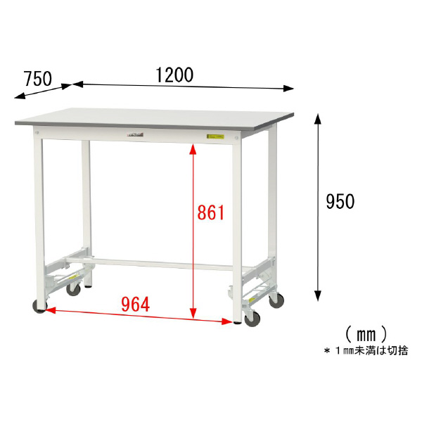 山金工業（株） ワークテーブル150シリーズ　ワンタッチ移動タイプ　SUPUH ワークテーブル１５０シリーズ　移動式 SUPUH-1275-WW
