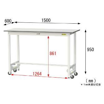 山金工業（株） ワークテーブル150シリーズ　ワンタッチ移動タイプ　SUPUH ワークテーブル１５０シリーズ　移動式 SUPUH-1560-WW