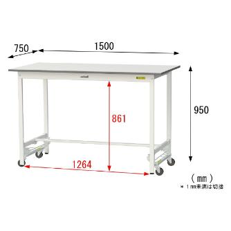 山金工業（株） ワークテーブル150シリーズ　ワンタッチ移動タイプ　SUPUH ワークテーブル１５０シリーズ　移動式 SUPUH-1575-WW