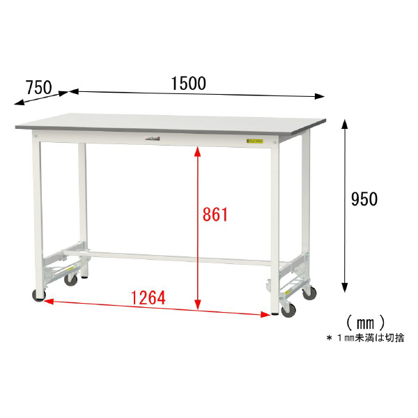 山金工業（株） ワークテーブル150シリーズ　ワンタッチ移動タイプ　SUPUH ワークテーブル１５０シリーズ　移動式 SUPUH-1575-WW