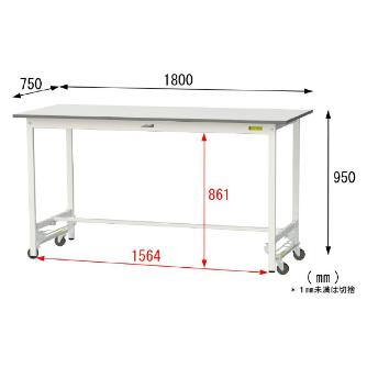 山金工業（株） ワークテーブル150シリーズ　ワンタッチ移動タイプ　SUPUH ワークテーブル１５０シリーズ　移動式 SUPUH-1875-WW