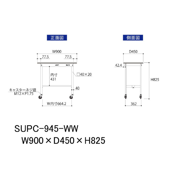 山金工業（株） ワークテーブル150シリーズ　移動式　SUPC ワークテーブル１５０シリーズ　移動式 SUPC-945-WW