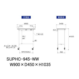 山金工業（株） ワークテーブル150シリーズ　移動式　SUPHC ワークテーブル１５０シリーズ　移動式 SUPHC-945-WW