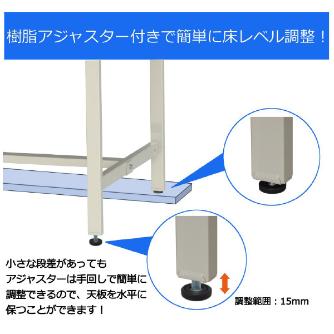 山金工業（株） ワークテーブル300シリーズ　固定式　中間全面棚板付　SWS ワークテーブル３００シリーズ　固定式 SWS-1275S2-GG