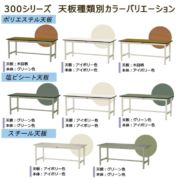 山金工業（株） ワークテーブル300シリーズ　固定式　中間全面棚板付　SWS ワークテーブル３００シリーズ　固定式 SWS-1590S2-GG