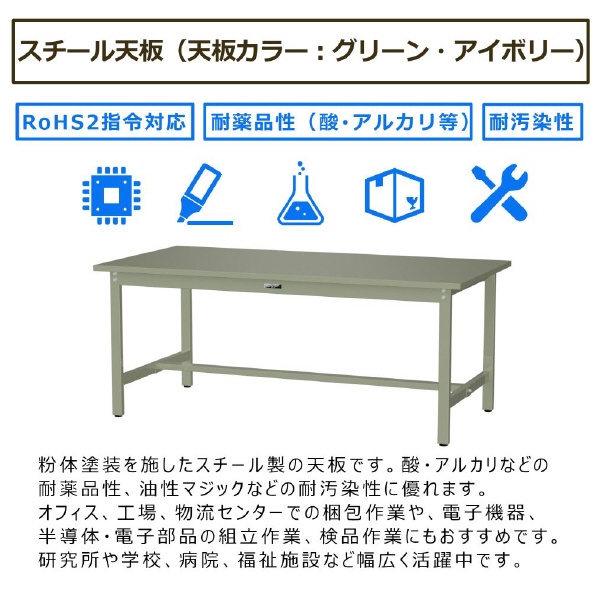山金工業（株） ワークテーブル300シリーズ　固定式　中間全面棚板付　SWS ワークテーブル３００シリーズ　固定式 SWS-960S2-GG