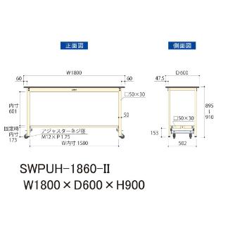 山金工業（株） ワークテーブル300シリーズ ワンタッチ移動タイプ SWPUH ワークテーブル３００シリーズ　移動式 SWPUH-1860-II