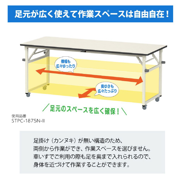 山金工業（株） ワークテーブル 折りタタミタイプ 移動式 STRC ワークテーブル　折りタタミタイプ移動式 STRC-1890N-GI