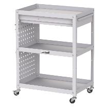 山金工業（株） コンビニワゴン パンチングパネル+キャビネット付 ゴムキャスター WCPC