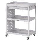 山金工業（株） コンビニワゴン パンチングパネル+キャビネット付 ゴムキャスター WCPC